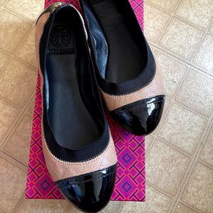 Tory Burch Bridgette Quilt Cap Toe Ballet Flat 8.5